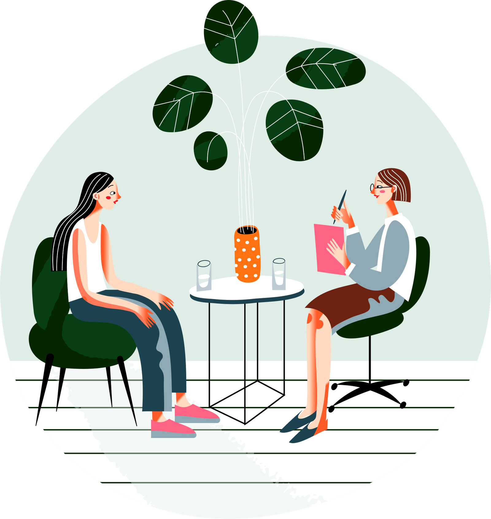 Illustration of a client and therapist in a counselling session