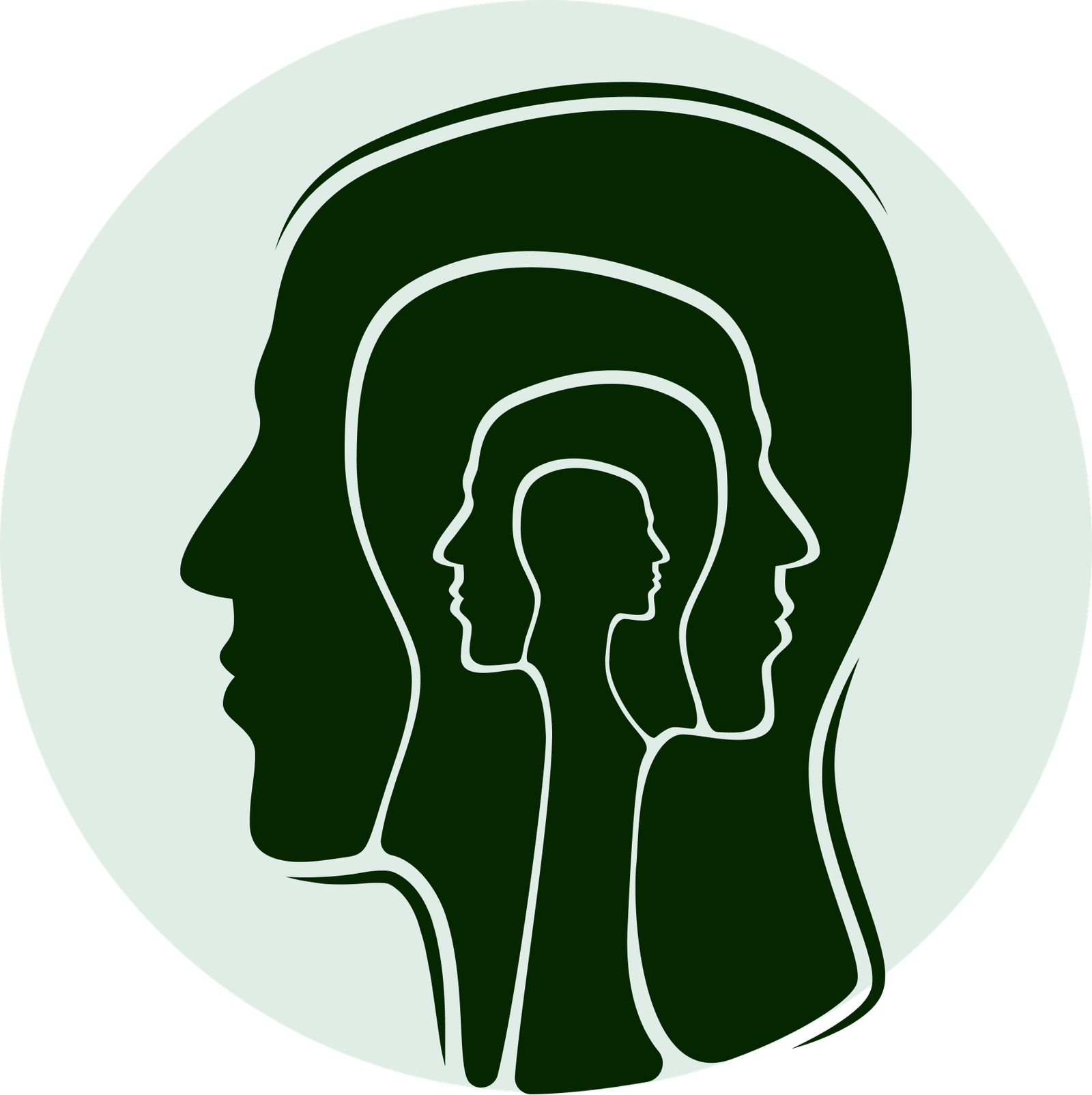 Layered profile illustration representing the many layers of the self