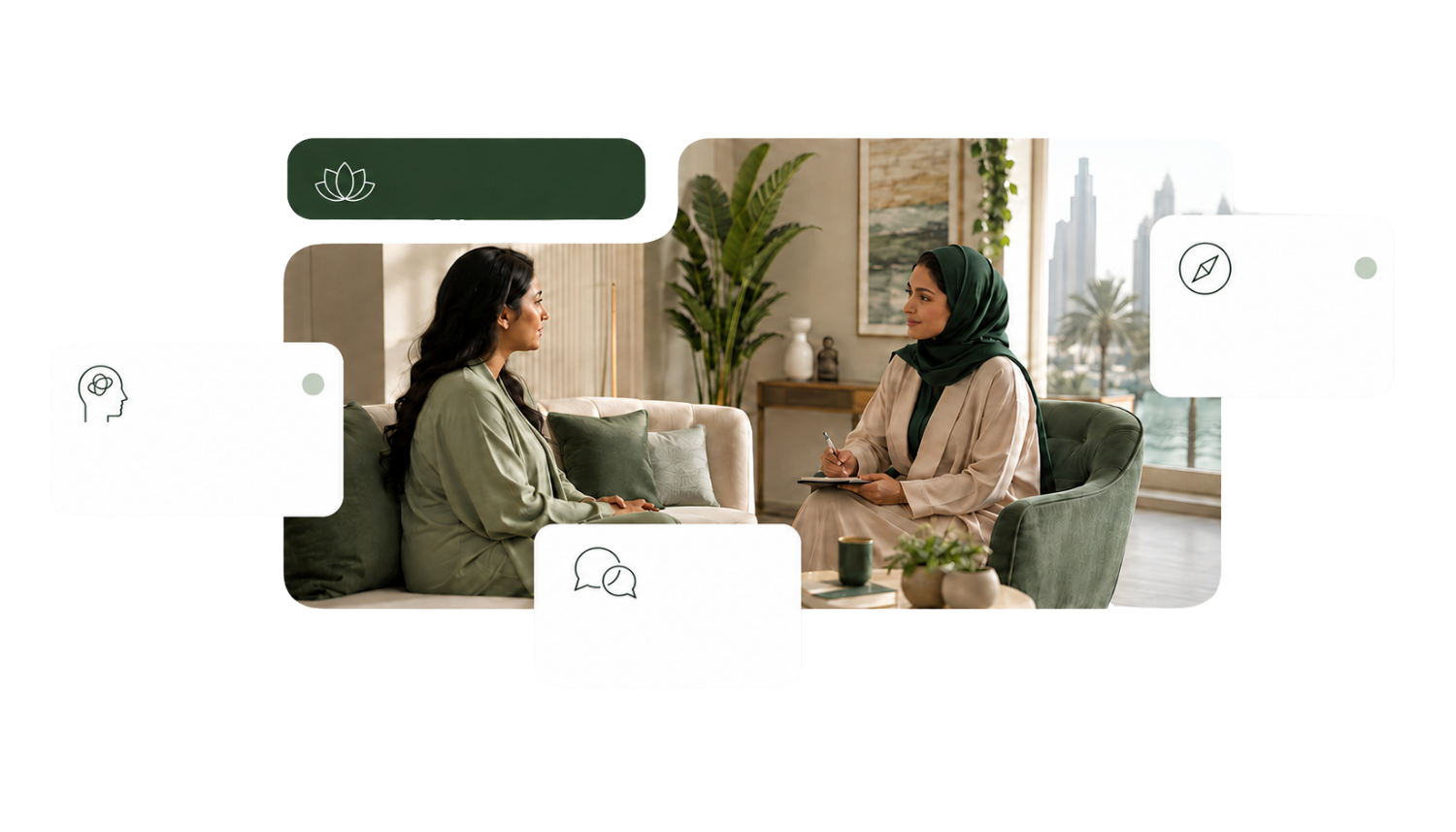 Therapist in consultation with a client
